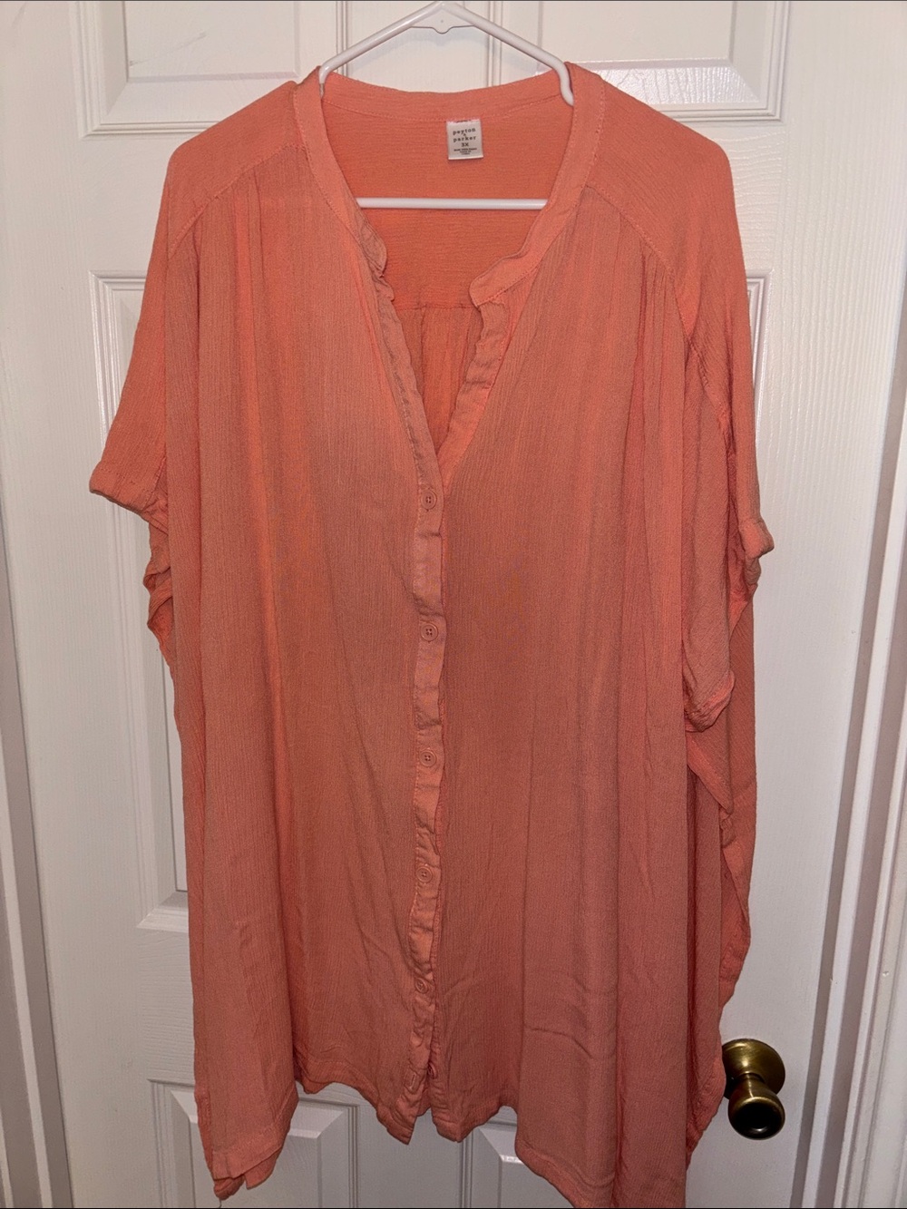 Relaxed Peach Button-Front Women's Swim Coverup